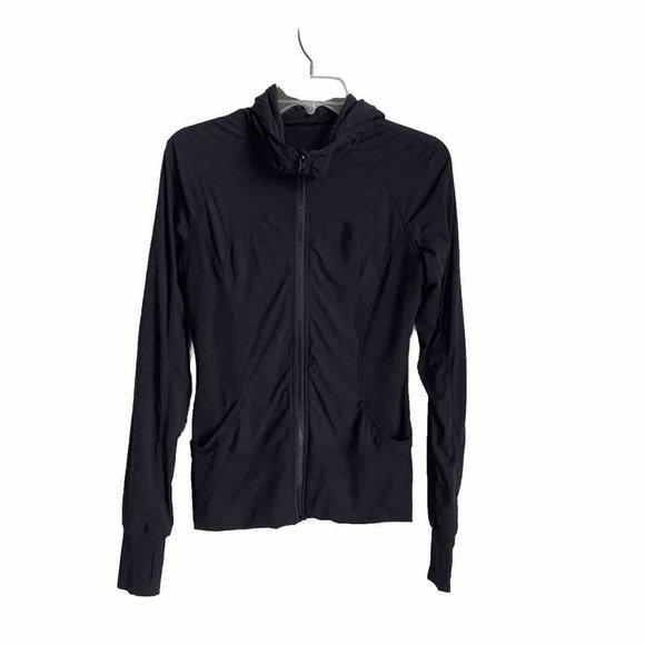 Lululemon Black Reversible In Flux Jacket Zip Front Hooded Thumbholes Wo… - Picture 1 of 8